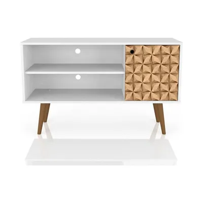 Liberty 42.52” TV Stand in White and 3D Brown