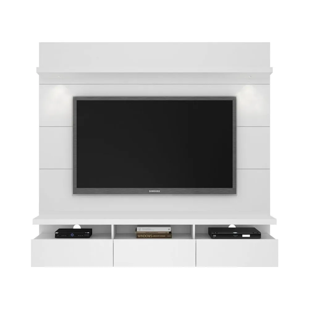 Cabrini Floating Wall Theater Entertainment Center in White Gloss