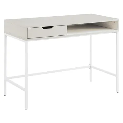 Contempo 40” Desk with Drawer and Shelf in White Oak Finish