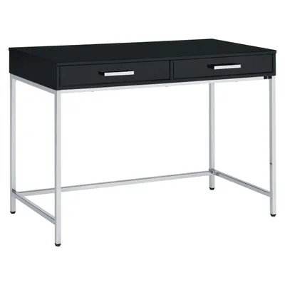 Alios Desk with Black Gloss Finish and Chrome Frame
