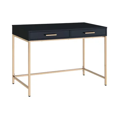 Alios Desk with Black Gloss Finish and Gold Frame