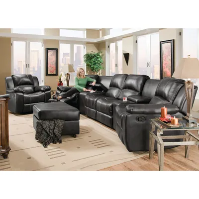 Flick Home Theater - 2 Recliners, 2 Consoles & Reclining Loveseat - Black
