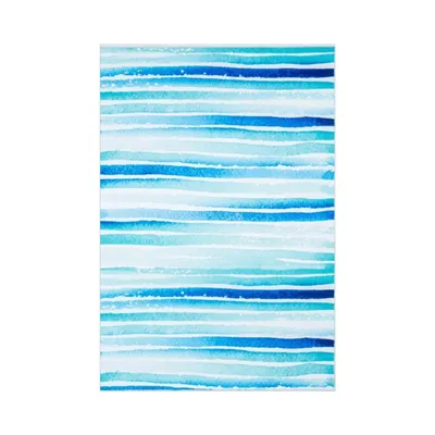 Janna Collection Ivory & Blue Washable Rug (5' x 7')