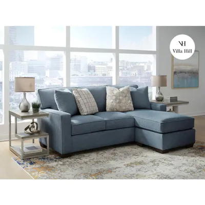 Crestview Track Arm Blue Sofa Chaise