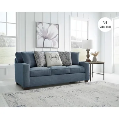 Crestview Track Arm Blue Sofa