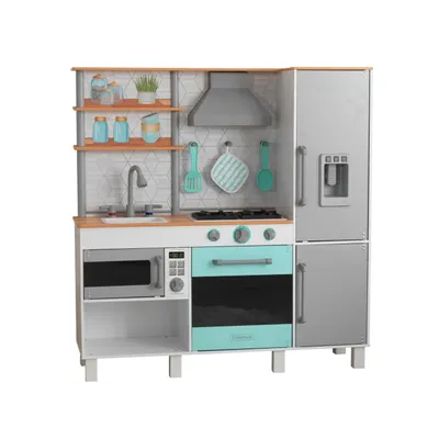 KidKraft Gourmet Chef Play Kitchen with EZ Kraft Assembly and 3 Accessory Pieces