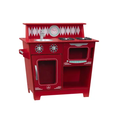 KidKraft Classic Wooden Pretend Play Cooking Kitchenette Toy Set for Kids Red