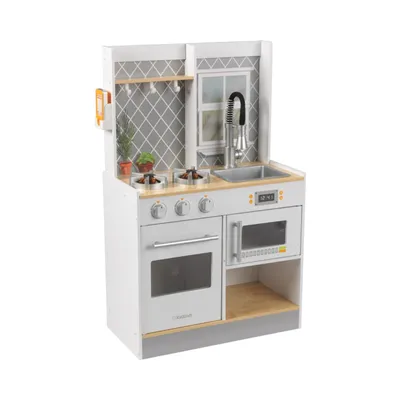 KidKraft Let's Cook Wooden Play Kitchen with Lights & Sounds and Pull-Down Faucet