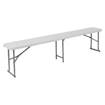 10.25”W x 71”L Bi-Fold Granite White Plastic Bench with Carrying Handle