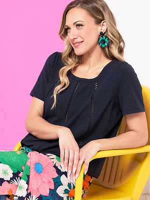 Crochet Trim Bubble Hem Top