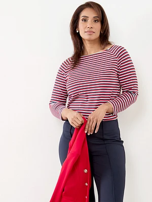 Petite Three-Quarter Sleeve Cotton-Blend Top