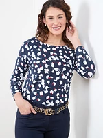 Three-Quarter Sleeve Cotton-Blend Top