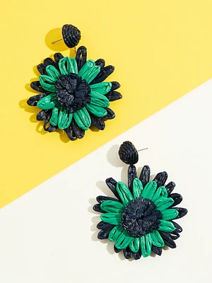 Raffia Flower Statement Earrings