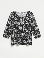 Three-Quarter Sleeve Top with Metal Hardware