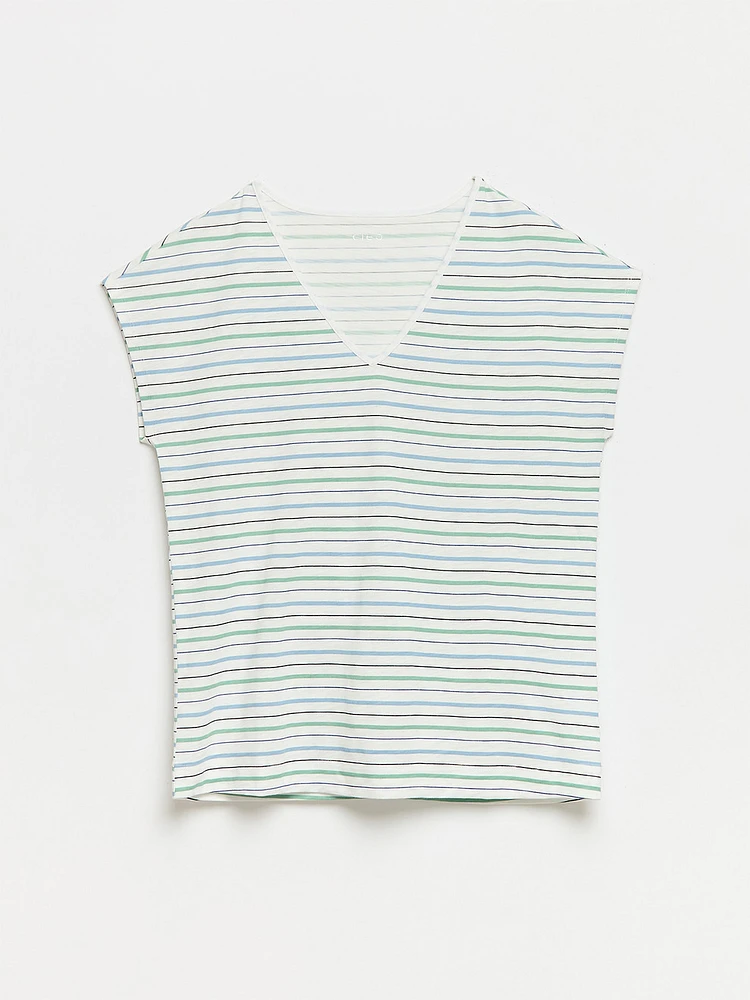 Relaxed Stripe V-neck T-Shirt