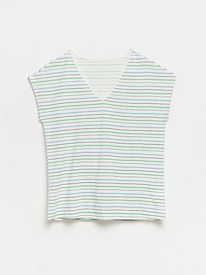 Relaxed Stripe V-neck T-Shirt