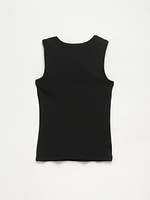 Stretch Cotton Black Hi-Neck Tank