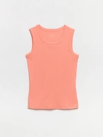 Stretch Cotton Hi-Neck Tank Top