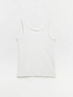 Stretch-Cotton Tank with Lace Trim