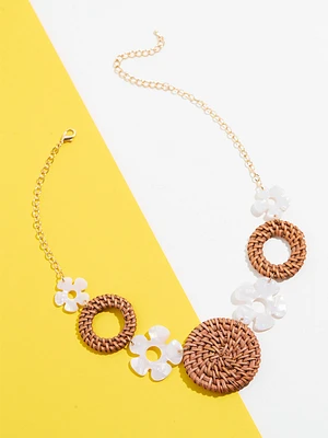Short Rattan Ring Necklace