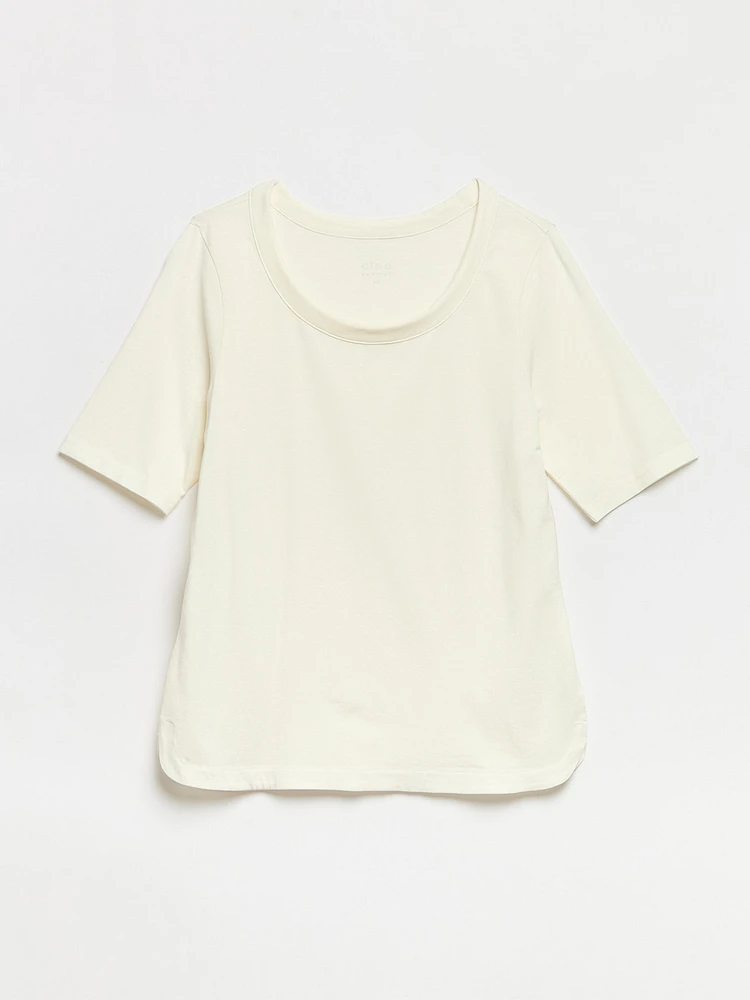 Petite Ivory Scoop Neck T-shirt