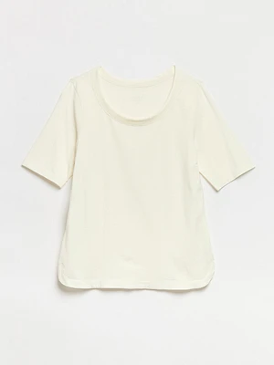 Petite Ivory Scoop Neck T-shirt