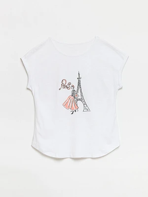 Petite Paris Rolled Sleeve T-Shirt