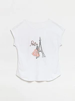 Petite Paris Rolled Sleeve T-Shirt