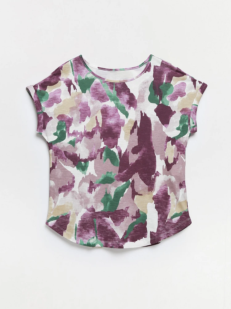 Petite Dusty Purple Boat Neck T-Shirt