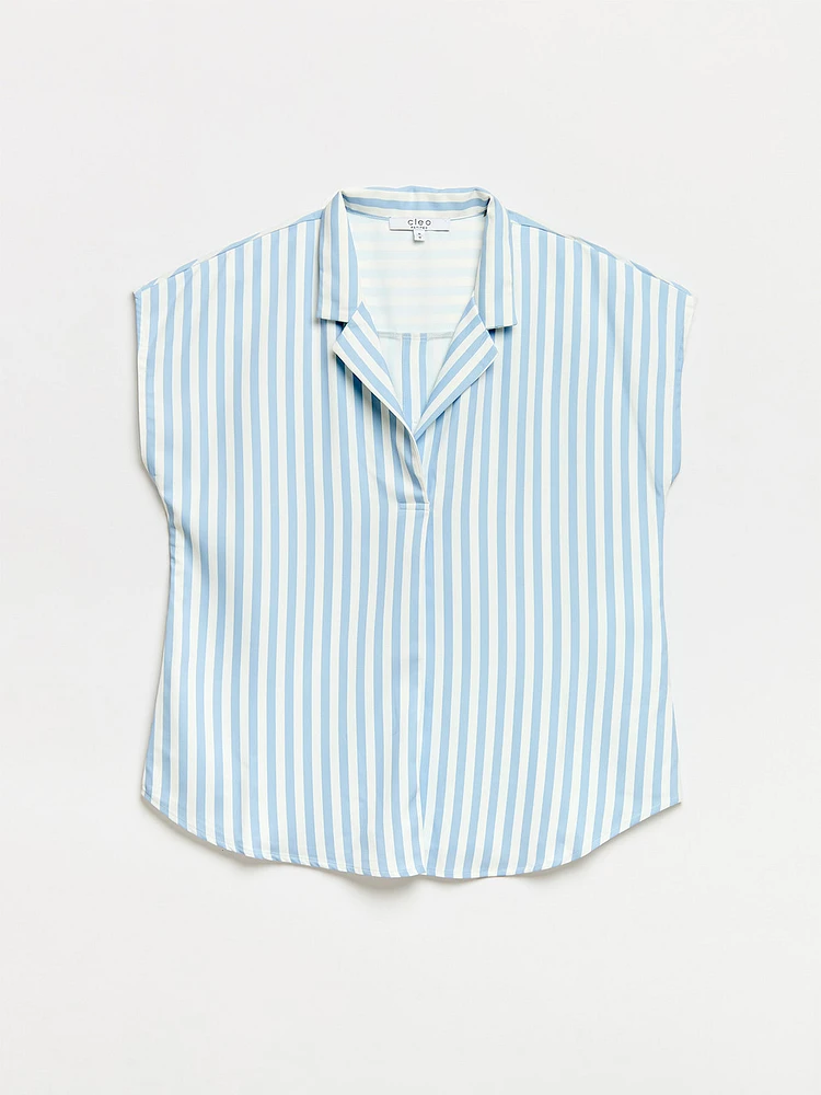 Petite Relaxed Back Button Blouse