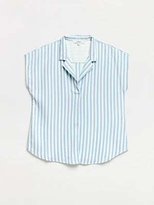 Petite Relaxed Back Button Blouse
