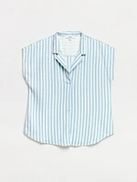 Petite Relaxed Back Button Blouse
