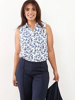 Petite Sleeveless Collared Blouse