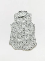 Sleeveless Floral Collared Blouse