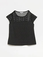 Petite Lace Yoke Sleeveless Top