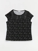 Relaxed Fit Lace Yoke Top