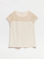 Lace Yoke Top Sand