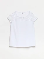 Lace Yoke Top White