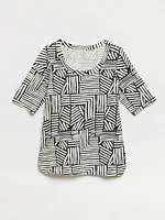 Scoop Neck Abstract Print T-Shirt