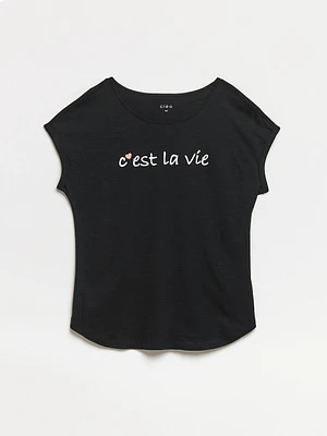 CEst La Vie Rolled Sleeve T-Shirt
