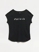 CEst La Vie Rolled Sleeve T-Shirt