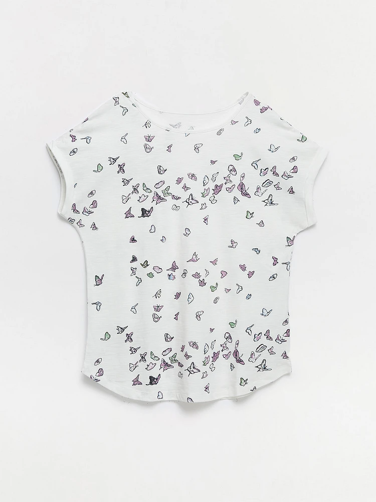 Boat Neck Butterfly T-Shirt
