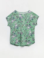 Boat Neck Floral T-Shirt