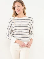 Boatneck Neutral Striped Sweater