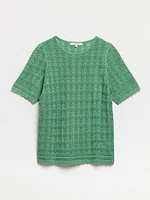 Short Sleeve Sage Pointelle Sweater