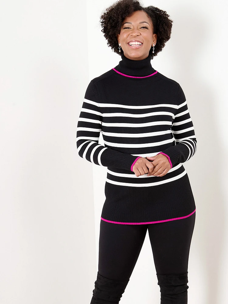 Petite Turtleneck Sweater - Striped