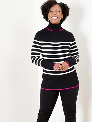 Petite Turtleneck Sweater - Striped
