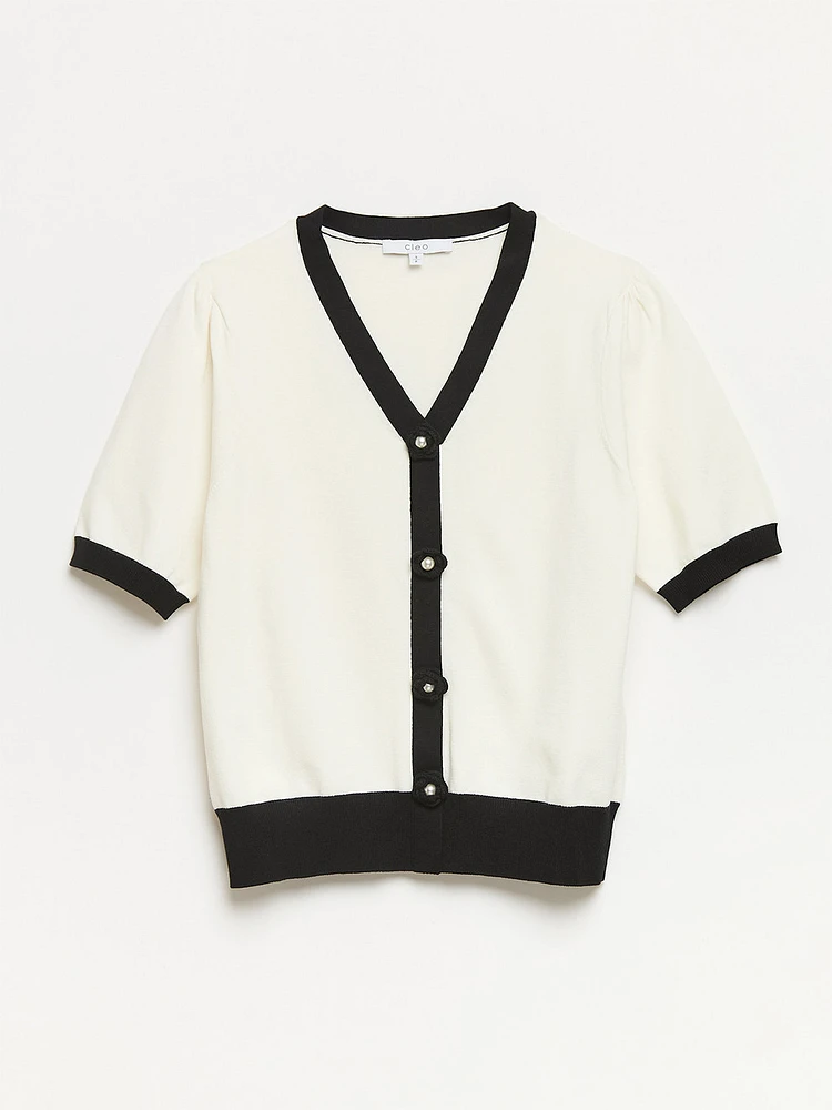Knit Rose Button Pullover Sweater