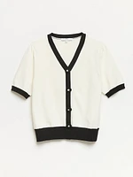 Knit Rose Button Pullover Sweater
