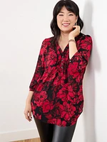 Pullover V-Neck Tunic Blouse